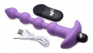 Vibrating Silicone Anal Beads & Remote Control - Purple-thumb-6