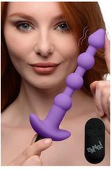 Vibrating Silicone Anal Beads & Remote Control - Purple-thumb-4