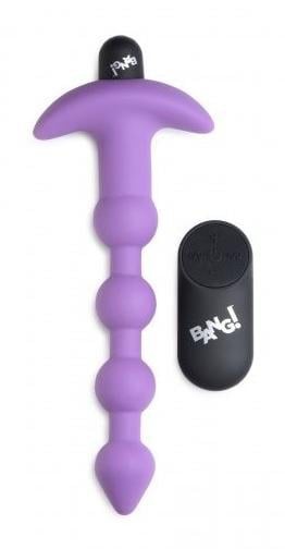 Vibrating Silicone Anal Beads & Remote Control - Purple