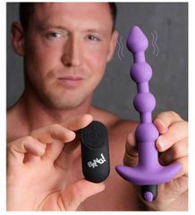Vibrating Silicone Anal Beads & Remote Control - Purple-thumb-2