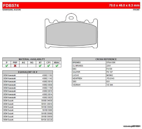 ΛΥΡΗΣ FERODO ΤΑΚΑΚΙΑ ΕΜΠΡΟΣ ΓΙΑ SUZUKI GSR 600 A / ABS 2006-, FDB574P 