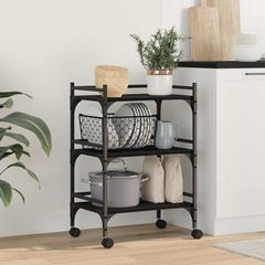 vidaXL Καρότσι Κουζίνας Μαύρη Οξυά 50 x 35 x 75.5 εκ
