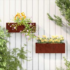 vidaXL Γλάστρες Τοίχου 2τεμ Σκουρ. 53x10x17εκ. Ατσάλι Σκληρ. στον Αέρα