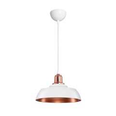 Κρεμαστό Φωτιστικό Οροφής με Ντουί 1 x E27 AC 220-240V IP20 - Λευκό & Μπρονζέ - Μ25.5 x Π25.5 x Υ17cm