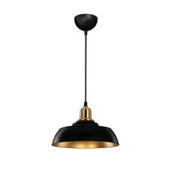 Κρεμαστό Φωτιστικό Οροφής με Ντουί 1 x E27 AC 220-240V IP20 - Μαύρο & Χρυσό - Μ25.5 x Π25.5 x Υ17cm