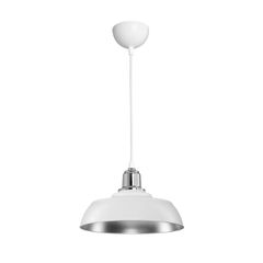 Κρεμαστό Φωτιστικό Οροφής με Ντουί 1 x E27 AC 220-240V IP20 - Λευκό & Ασημί - Μ25.5 x Π25.5 x Υ17cm