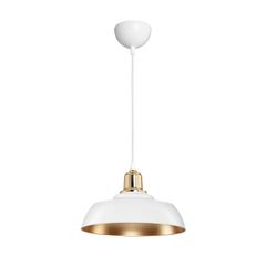 Κρεμαστό Φωτιστικό Οροφής με Ντουί 1 x E27 AC 220-240V IP20 - Λευκό & Χρυσό - Μ25.5 x Π25.5 x Υ17cm