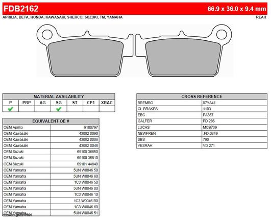 ΛΥΡΗΣ FERODO ΤΑΚΑΚΙΑ ΟΠΙΣΘΙΑ ΓΙΑ SUZUKI DR 125 SM 2008-, FDB2162EF