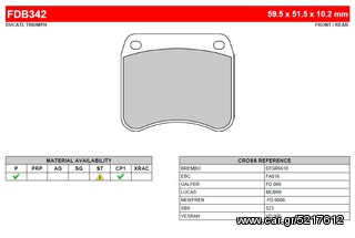 ΛΥΡΗΣ FERODO ΤΑΚΑΚΙΑ ΕΜΠΡΟΣ ΓΙΑ TRIUMPH TRIDENT TI 500 V 2000-, FDB342P 