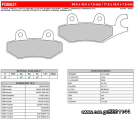 ΛΥΡΗΣ FERODO ΤΑΚΑΚΙΑ ΟΠΙΣΘΙΑ ΓΙΑ TRIUMPH TROPHY 1200 1996-2001, FDB631P