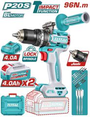 TOTAL ΕΠΑΓΓ. ΔΡΑΠ/ΒΙΔΟ ΚΡΟΥΣΤΙΚΟ ΜΠΑΤ. Li-ion 20V / 4Ah / 96Nm / 2 ΜΠΑΤ BL Motor (TIDLI209686E)