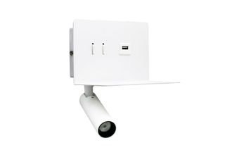 LED απλίκα & σποτ τοίχου ορθογώνια 6W με θερμό φως 3000K- λευκή - με θύρα USB