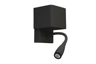 LED απλίκα & σποτ τοίχου τετράγωνη 9W με θερμό φως - μαύρη
