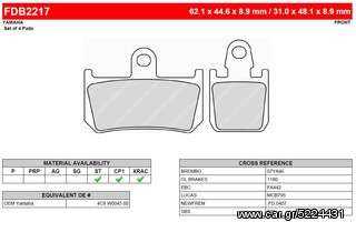 ΛΥΡΗΣ FERODO ΤΑΚΑΚΙΑ ΕΜΠΡΟΣ ΓΙΑ YAMAHA YZF 1000 R1 2007-2014, FDB2217ST 
