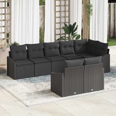 Σετ Καναπέ Κήπου με μαξιλάρι 8 pcs Μαύρο συνθετικό ρατάν 3355442