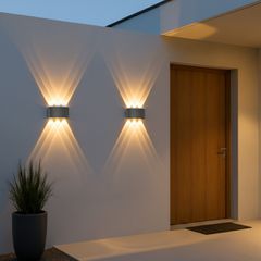 kelvo® SIXOAD KLV-101-0007 Φωτιστικό Τοίχου / Απλίκα LED 18W 1800lm 30° AC 220-240V Αδιάβροχο IP65 Θερμό Λευκό 2700K - CREE XPE Chip & TÜV SÜD Driver - Γκρι Ανθρακί Ματ - Μ17 x Π4 x Υ8cm - 5 Χρόνια Εγ