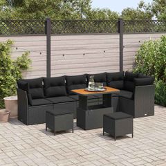 Σετ Καναπέ Κήπου με μαξιλάρι 9 pcs Μαύρο 90 x 55 x 71 cm 3363454