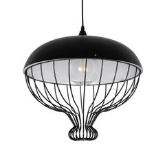 GLOBOSTAR® SOBRINO 999-0112 Vintage Κρεμαστό Φωτιστικό Οροφής με Ντουί 1 x E27 AC 220-240V IP20 - Μαύρο - Μ45 x Π45 x Υ45cm