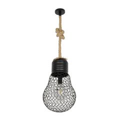 GLOBOSTAR® URBAN 999-0192 Vintage Κρεμαστό Φωτιστικό Οροφής με Ντουί 1 x E27 AC 220-240V IP20 - Μαύρο & Μπεζ - Μ28 x Π28 x Υ80cm