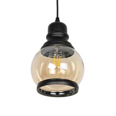 Κρεμαστό Φωτιστικό Οροφής με Ντουί 1 x E27 AC 220-240V IP20 - Μελί & Μαύρο - Μ16 x Π16 x Υ25cm