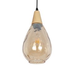 Κρεμαστό Φωτιστικό Οροφής με Ντουί 1 x E27 AC 220-240V IP20 - Μελί & Μπεζ - Μ16 x Π16 x Υ32cm