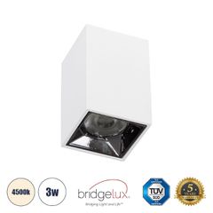 Επιφανειακό LED Spot Downlight TrimLess 3W 420lm 36° AC 220-240V IP20 Μ4.2 x Π4.2 x Υ6.6cm - Λευκό με Κάτοπτρο Χρωμίου - Φυσικό Λευκό 4500K - Bridgelux High Lumen Chip Gen2 - TÜV Certified Driver - 5