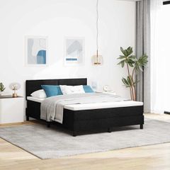 Κρεβάτι με ελατήρια με κεφαλάρι Μαύρο 140 x 190 cm ύφασμα 3342130