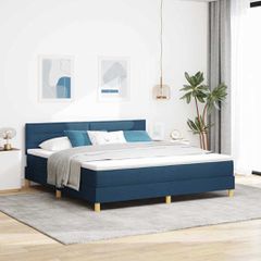 LED Κρεβάτι με βάθρο με κεφαλάρι Μπλε 180 x 200 cm ύφασμα 3342386