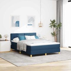 LED Κρεβάτι με βάθρο με κεφαλάρι Μπλε 160 x 200 cm ύφασμα 3342456