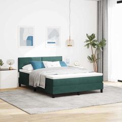 LED Κρεβάτι με βάθρο Σκούρο Πράσινο 140 x 200 cm Βελούδο 3342659