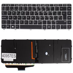 Teclado Español para Portátil - Spanish Laptop Keyboard για HP EliteBook Folio 1040 G3 9Z.NCHBQ.01D 844423-001 844423-151 844423-071 844423-081 844423-091 818252-001 903667-001 ES Backlight Silver Fra