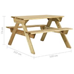 Τραπέζι Πικ-νικ με Παγκάκια 110x123x73 εκ. Εμποτ. Ξύλο Πεύκου 318398-thumb-5