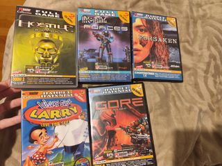 5xPC GAMES NEW PC MASTER -HOSTILE WATERS-INCOMING FORCES-FORSAKEN-LEISURE SUIT LARRY LOVE FOR SAIL-GORE ULTIMATE SOLDIER