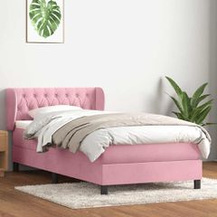 Box Spring κρεβάτι με στρώμα ροζ 90x210 εκ. Βελούδινο 3317768