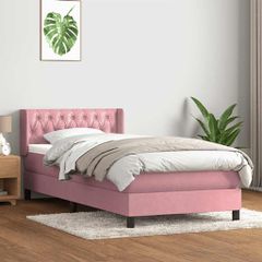 Box Spring κρεβάτι με στρώμα ροζ 90x210 εκ. Βελούδινο 3318356