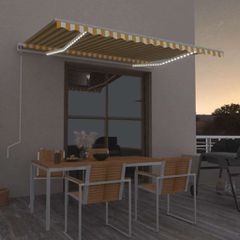 Τέντα Αυτόματη με LED & Αισθ. Ανέμου Κίτρινο/Λευκό 400x300 εκ. 3068913