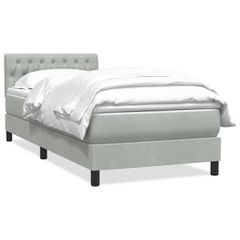 Box Spring κρεβάτι με στρώμα ανοιχτό γκρι 90x220 εκ. Βελούδινο 3316527