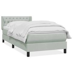 Box Spring κρεβάτι με στρώμα ανοιχτό γκρι 90x220 εκ. Βελούδινο 3318393