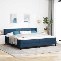 Κρεβάτι με ελατήρια με κεφαλάρι Μπλε 200 x 200 cm ύφασμα 3340051