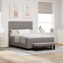 Κρεβάτι με ελατήρια με κεφαλάρι Taupe 140 x 190 cm ύφασμα 3343992