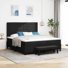 Κρεβάτι με ελατήρια με κεφαλάρι Μαύρο 180 x 200 cm ύφασμα 3344011