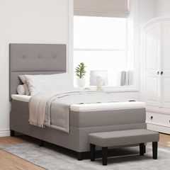 Κρεβάτι με ελατήρια με κεφαλάρι Taupe 80 x 200 cm ύφασμα 3344027
