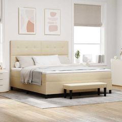 Κρεβάτι με ελατήρια με κεφαλάρι Κρεμ 180 x 200 cm ύφασμα 3344091