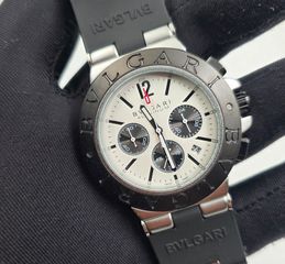 Bulgari Diagono aluminium chrono ατσάλι λευκό καντράν αντιγραφο