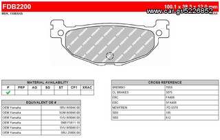 ΛΥΡΗΣ FERODO ΤΑΚΑΚΙΑ ΟΠΙΣΘΙΑ ΓΙΑ YAMAHA TMAX 500 2004-2007, FDB2200P