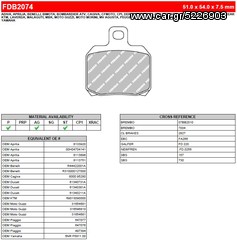 ΛΥΡΗΣ FERODO ΤΑΚΑΚΙΑ ΟΠΙΣΘΙΑ ΓΙΑ YAMAHA XMAX 125 (NISSIN FRONT CALIPER) NO ABS 2010-, FDB2074EF