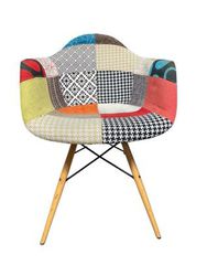 Μοντέρνα Πολυθρόνα Patchwork (Eames Style) με Ξύλινα Πόδια