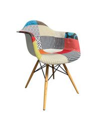Μοντέρνα Πολυθρόνα Patchwork (Eames Style) με Ξύλινα Πόδια-thumb-1