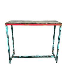 Ψηλή Κονσόλα / Στενό Τραπέζι Μπαρ "Shabby Chic" (Τυρκουάζ Πατίνα)