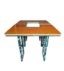 Vintage Industrial Τραπέζι Μπαρ / Stand (1.40m) Shabby Chic με Τυρκουάζ Πατίνα